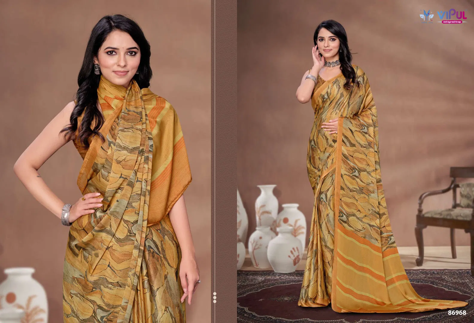 Akasaa By Vipul Satin Silk Daily Wear Saree Suppliers In India